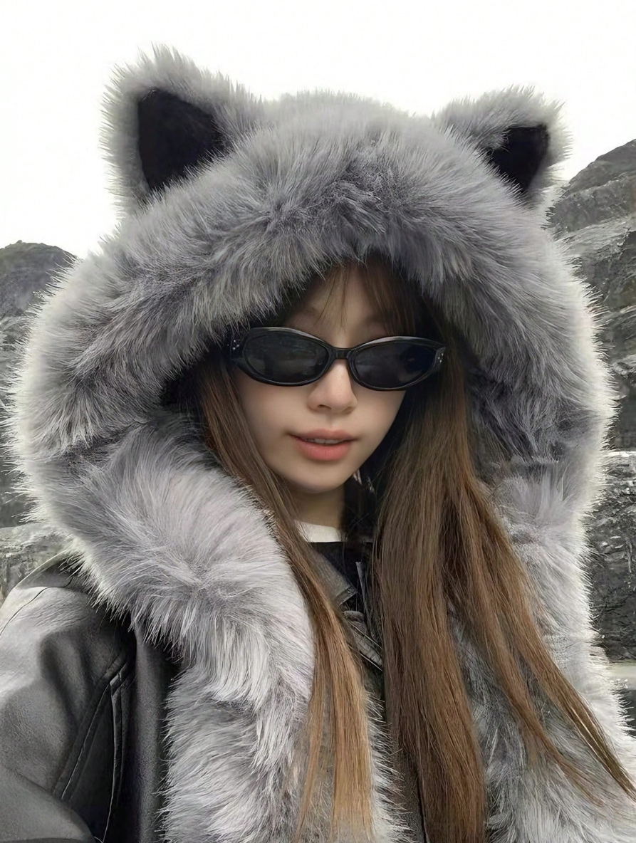 MŨ LÔNG TRÙM ĐẦU KÈM KHĂN TAI CÁO/MÈO - ITEM KHÔNG THỂ THIẾU CHO MÙA ĐÔNG NÀU - Image 1