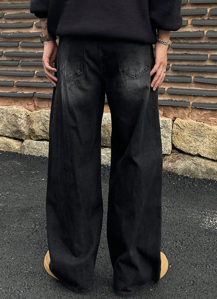 Quần Jeans Nam Ống Rộng Màu Đen Khói Wash - Quần Bò Baggy Xám Tiêu Phong Cách Grunge/Vintage (Màu Xám Đen) - Image 2