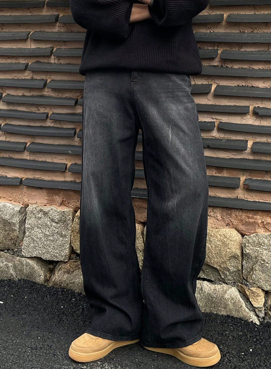 Quần Jeans Nam Ống Rộng Màu Đen Khói Wash - Quần Bò Baggy Xám Tiêu Phong Cách Grunge/Vintage (Màu Xám Đen) - Image 4