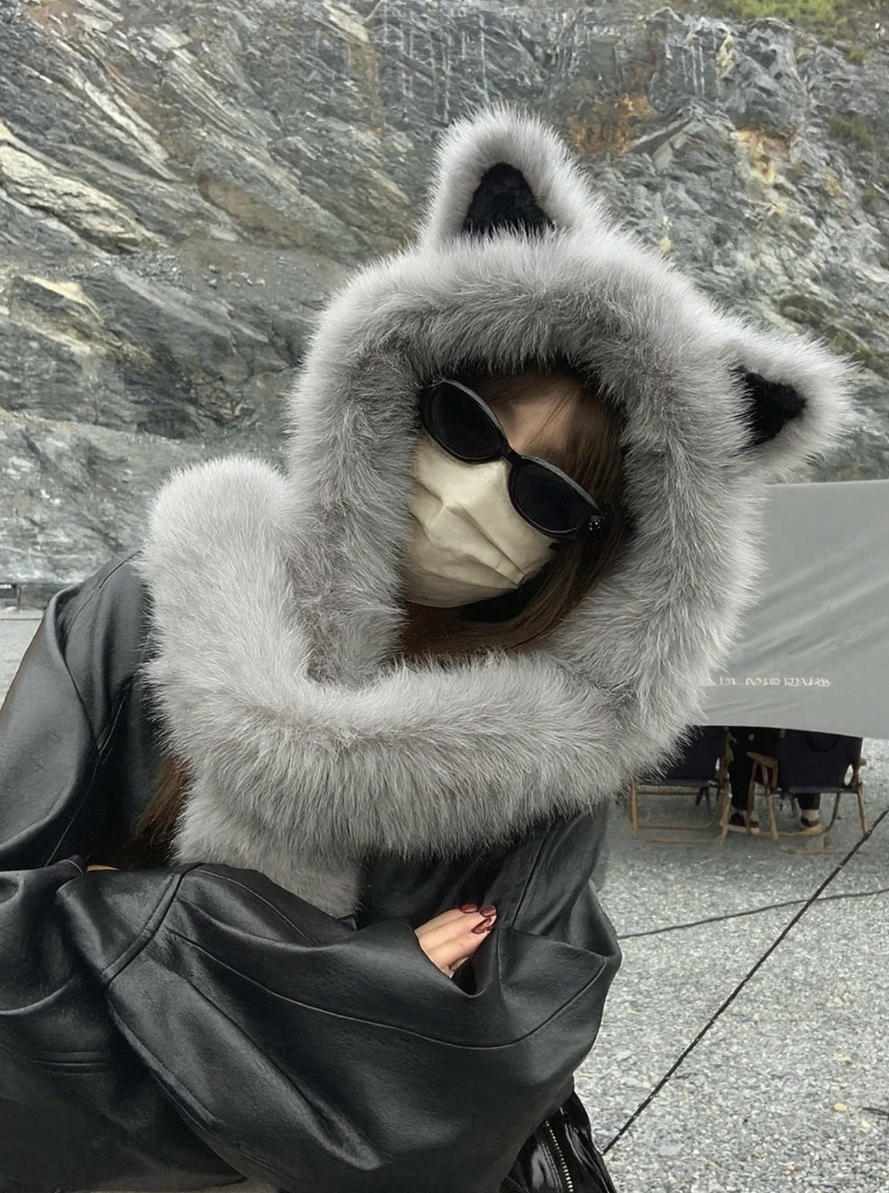 MŨ LÔNG TRÙM ĐẦU KÈM KHĂN TAI CÁO/MÈO - ITEM KHÔNG THỂ THIẾU CHO MÙA ĐÔNG NÀU - Image 4