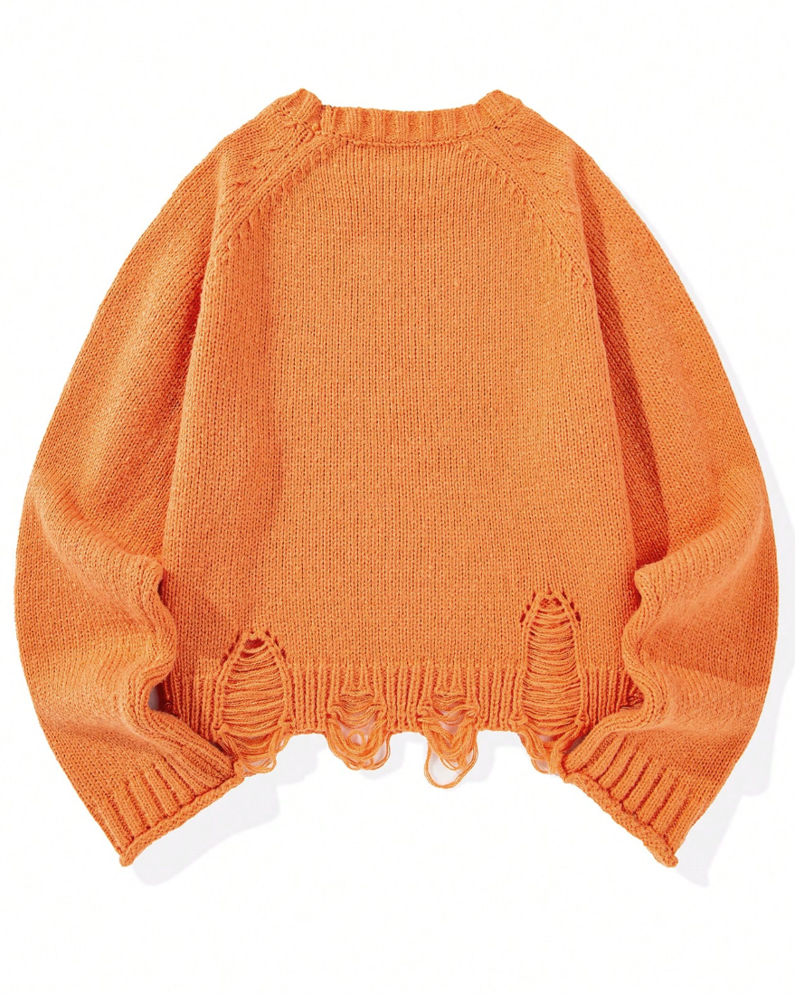 Áo Len Croptop Rách Gấu Màu Cam Tươi - Sweater Dáng Lửng Phong Cách Streetwear Nổi Bật (Màu Cam) - Image 4